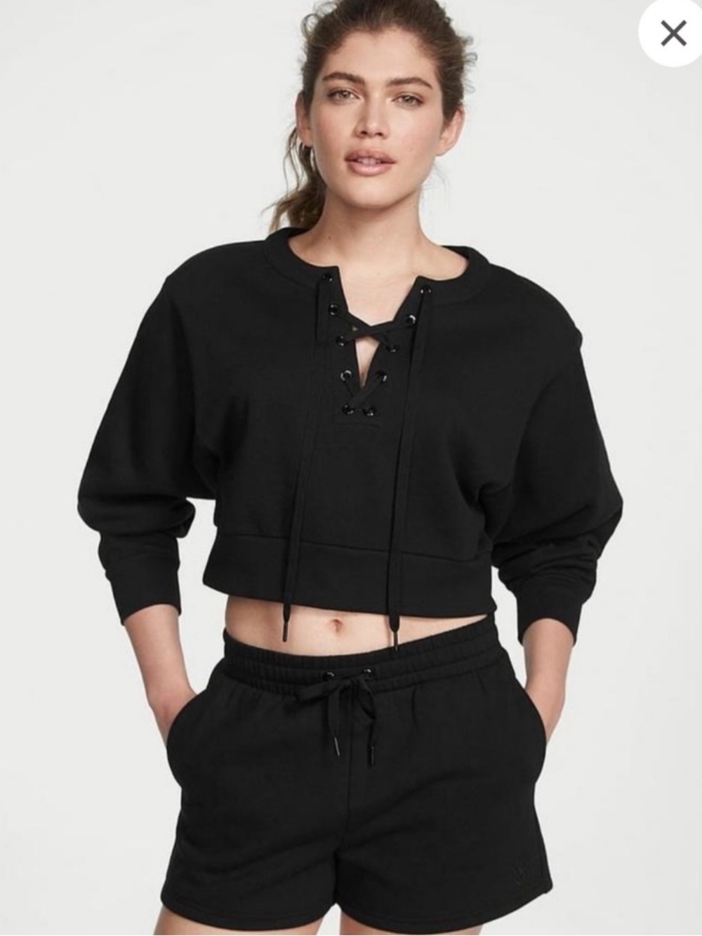 VICTORIA'S SECRETCotton Fleece Drawstring Crew Neck Sweater